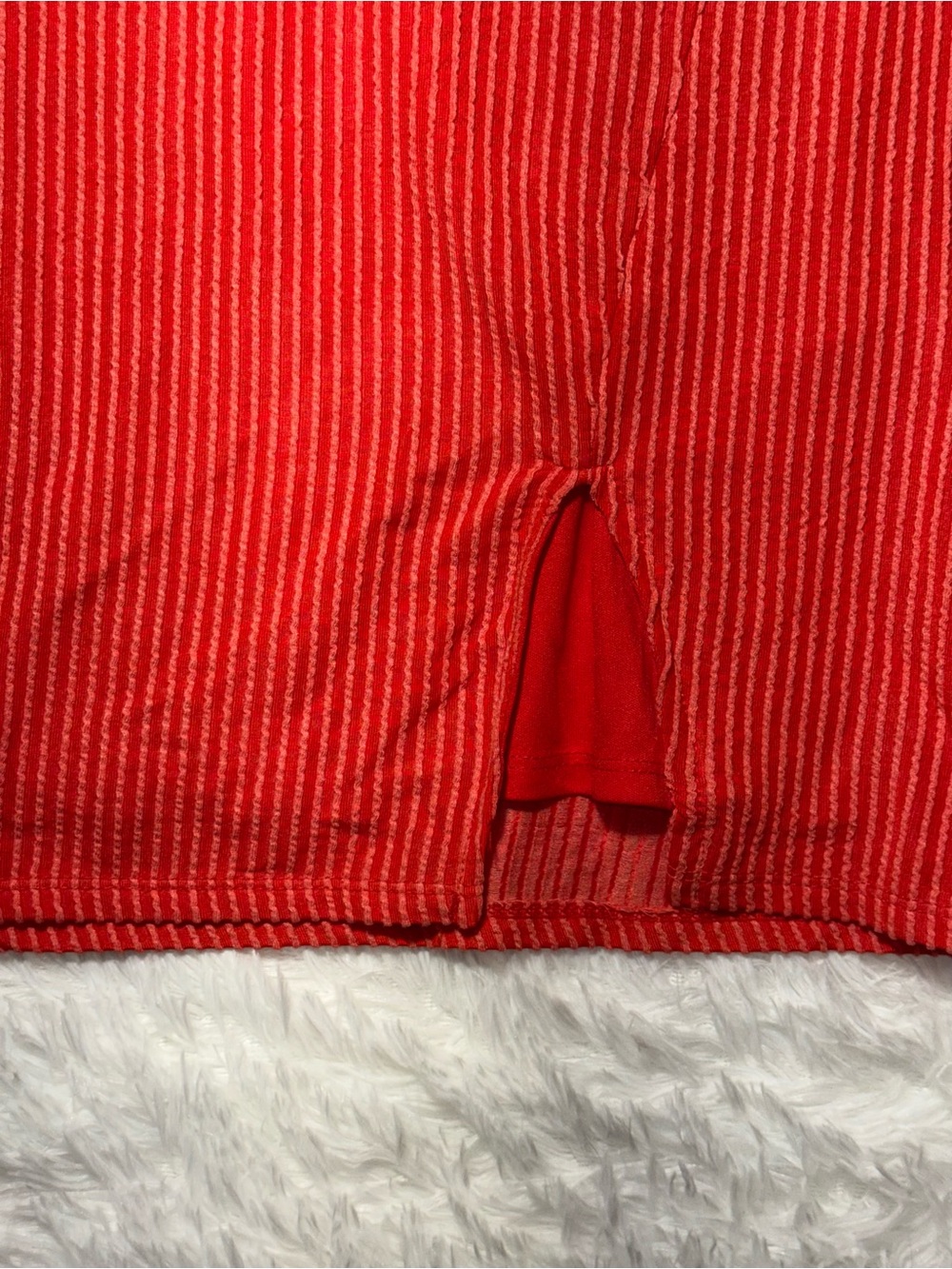 NWT No Boundaries Red Ribbed Mini Dress with Ruffle Straps & Slit - Picture 4 of 5